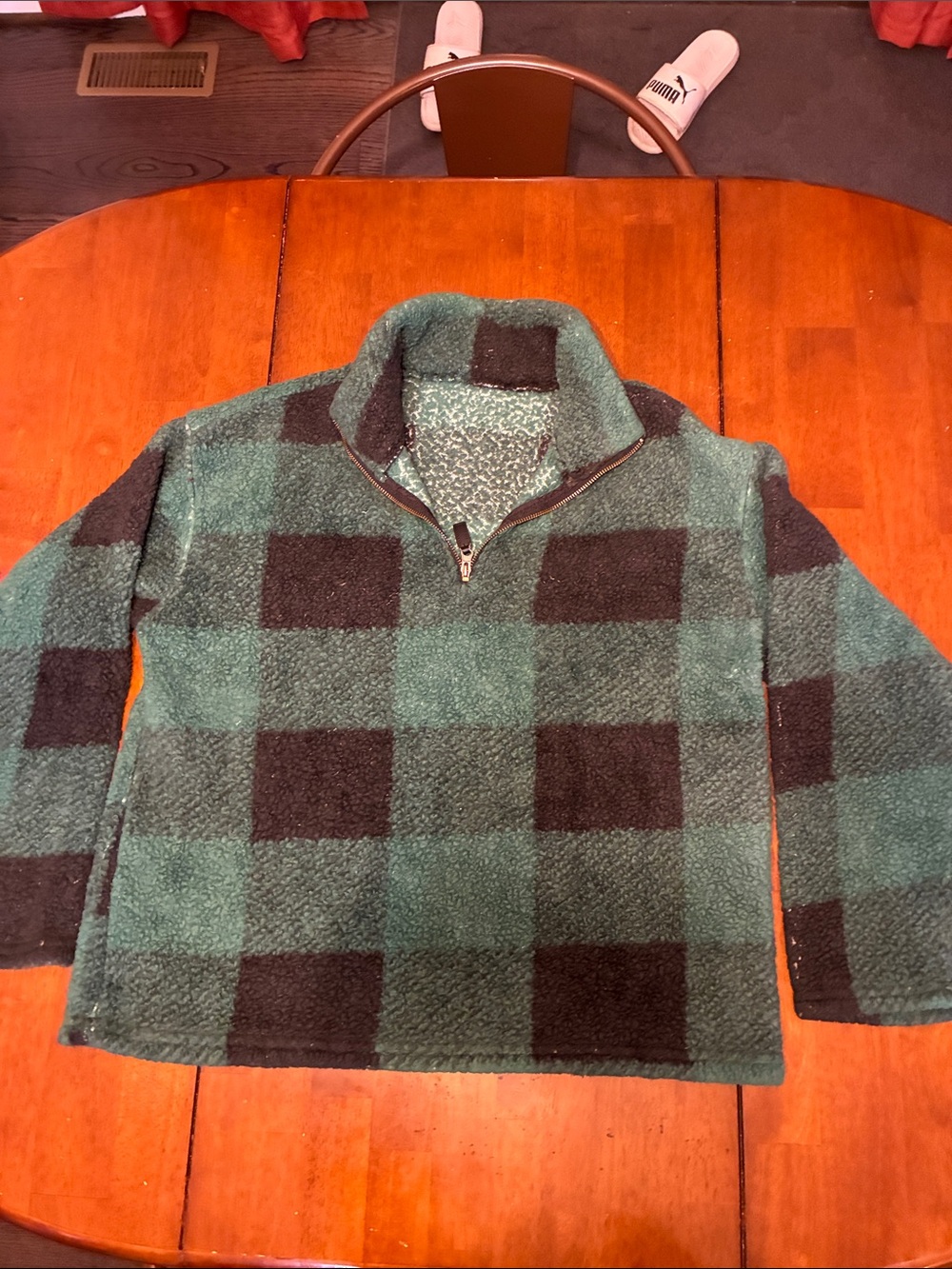 Fleece Plaid 3/4 Zip Pullover